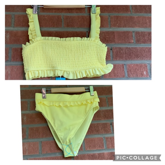 NWT🌼Two Piece shirred smocked ruffle bikini set - Picture 2 of 9